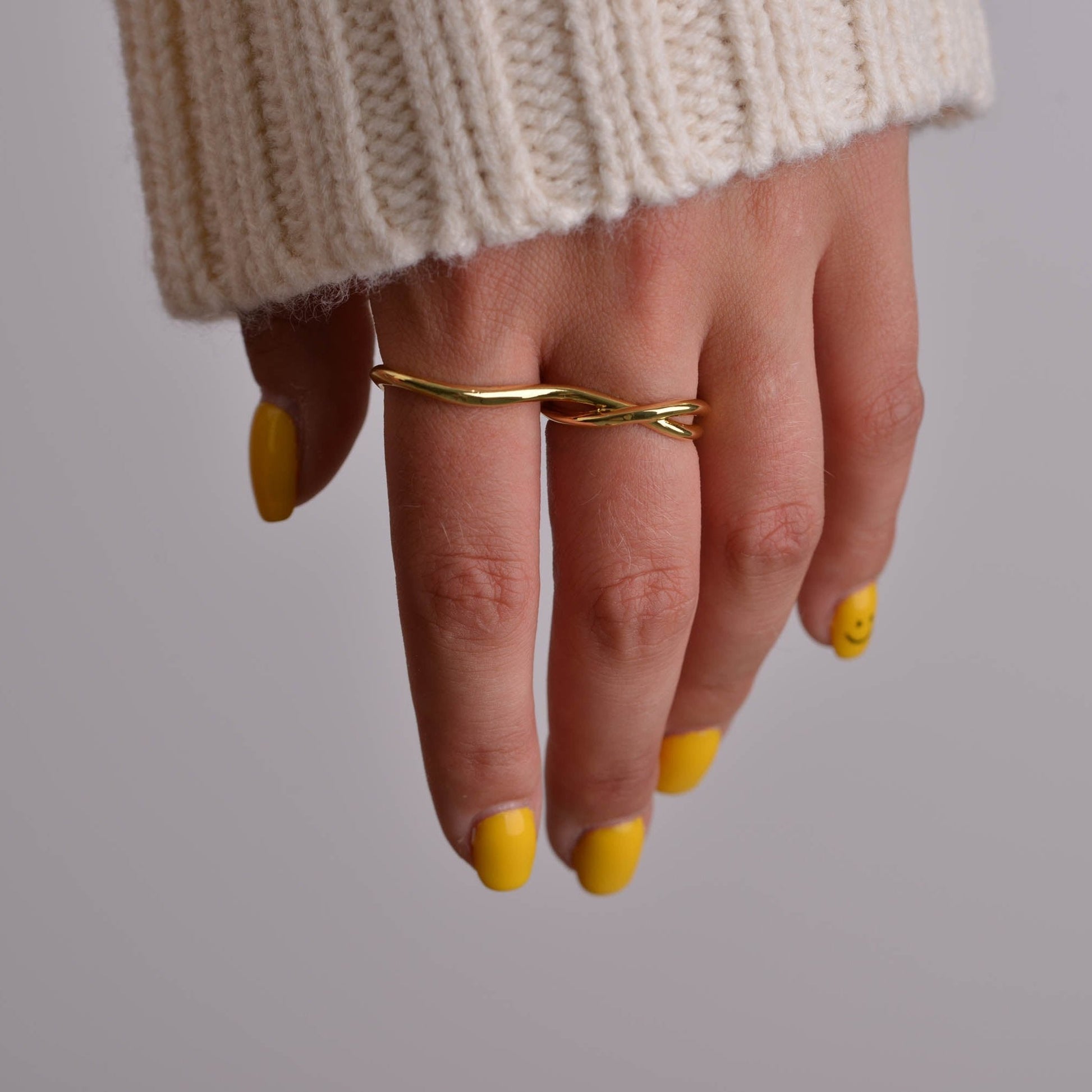 2-Finger Unique Silver Ring