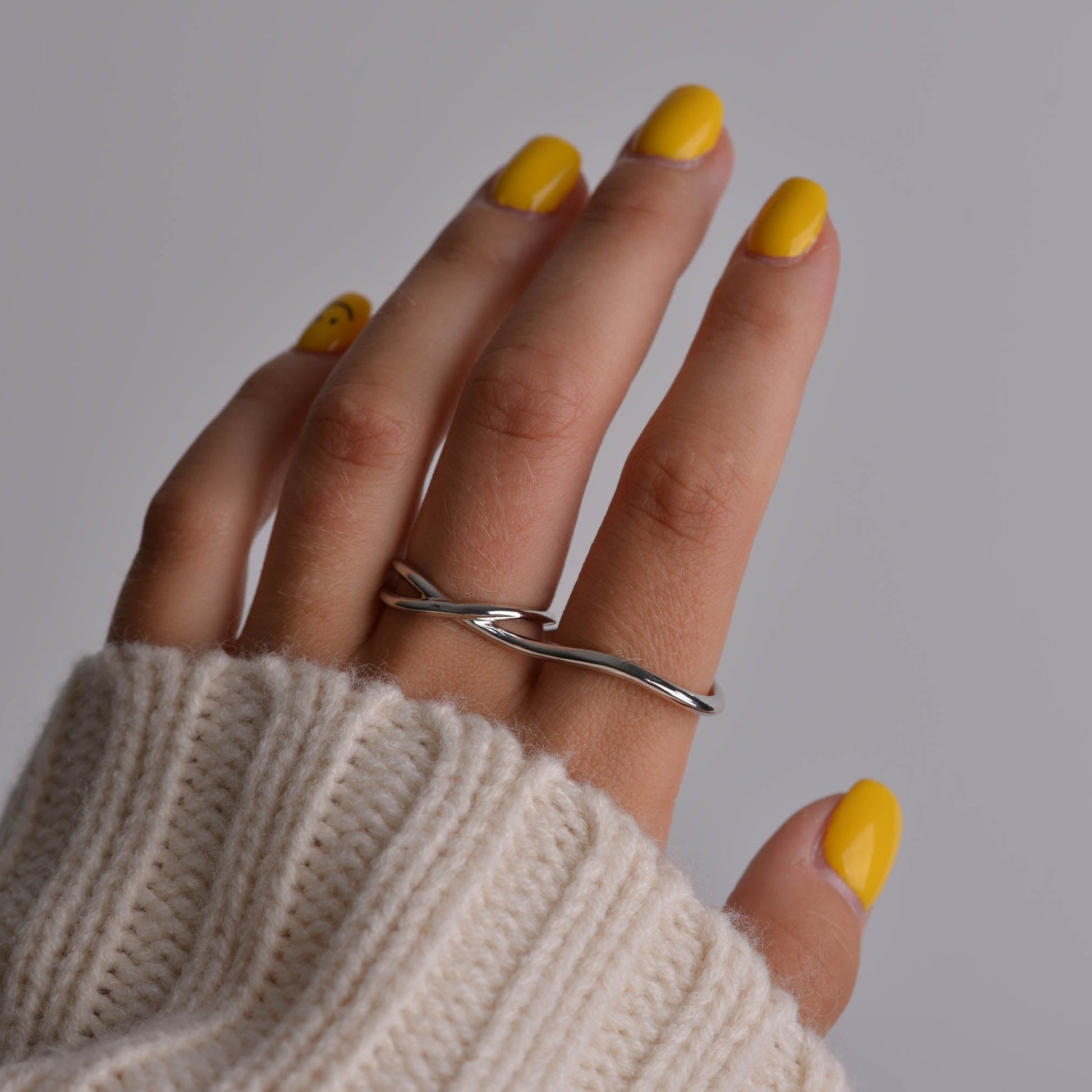2-Finger Unique Silver Ring