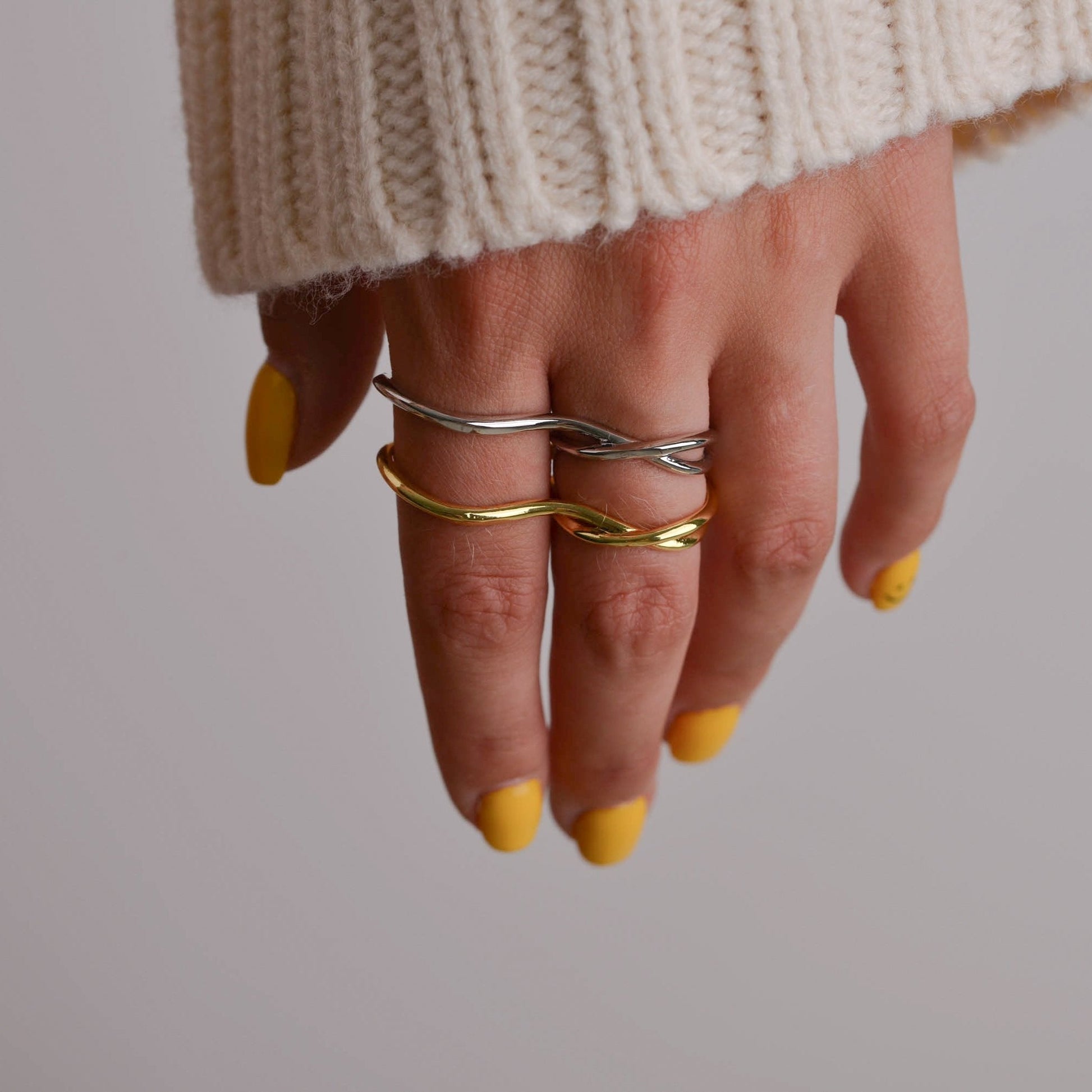 2-Finger Unique Silver Ring