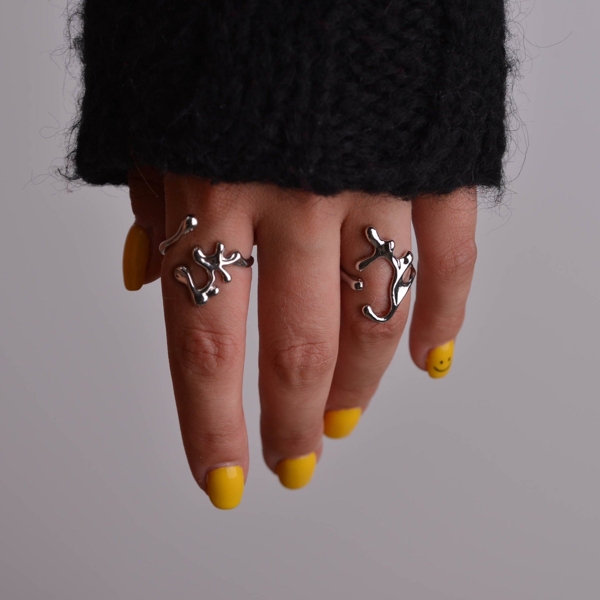 Asymmetrical Silver Ring Set