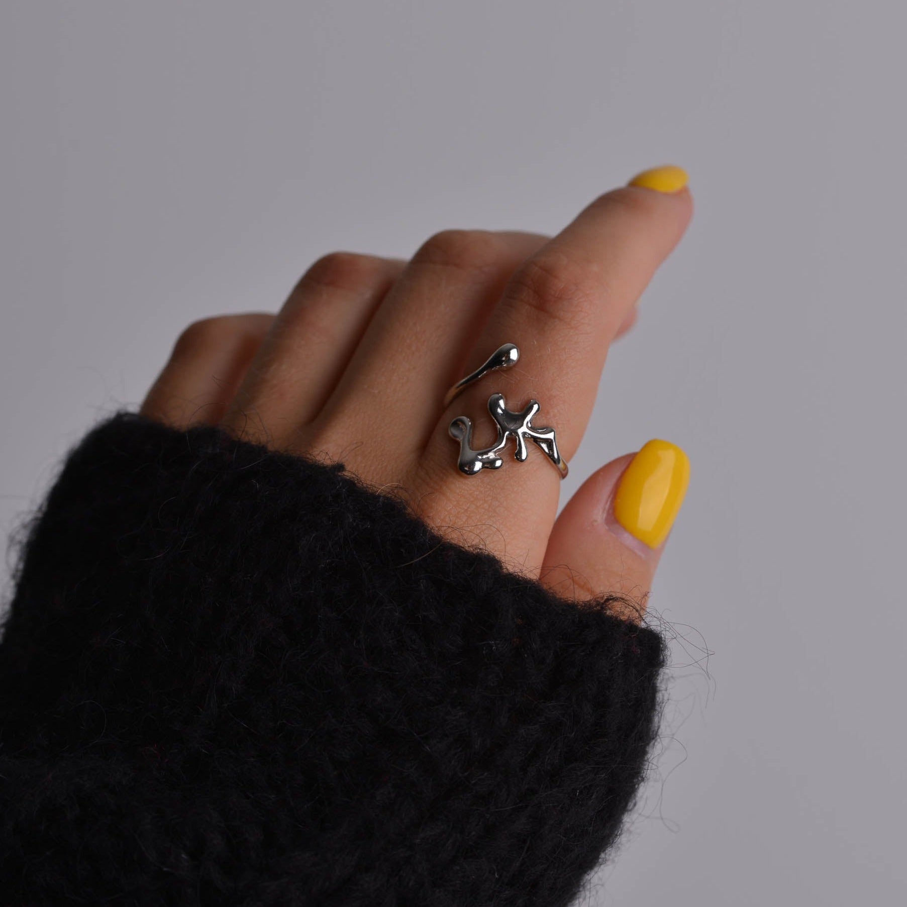 Asymmetrical Silver Ring Set