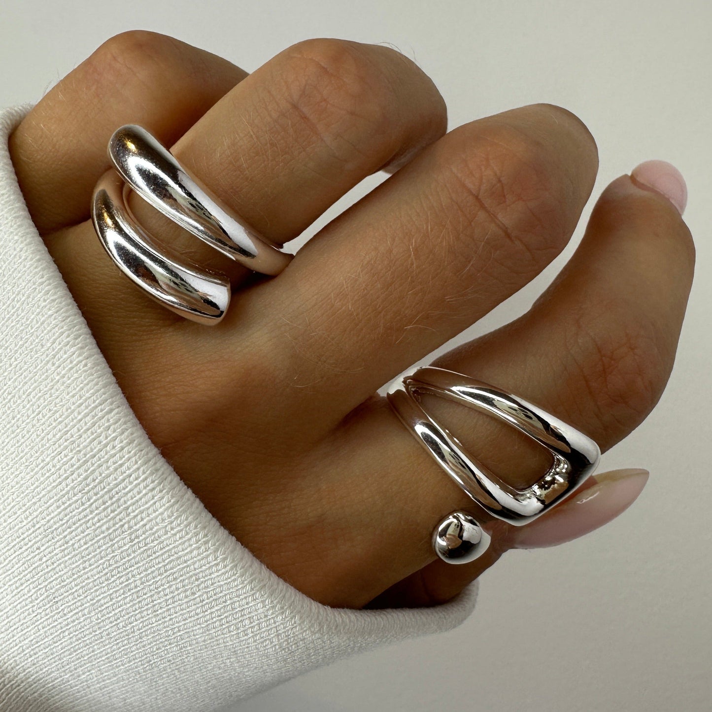 Chunky Hallow Silver Rings