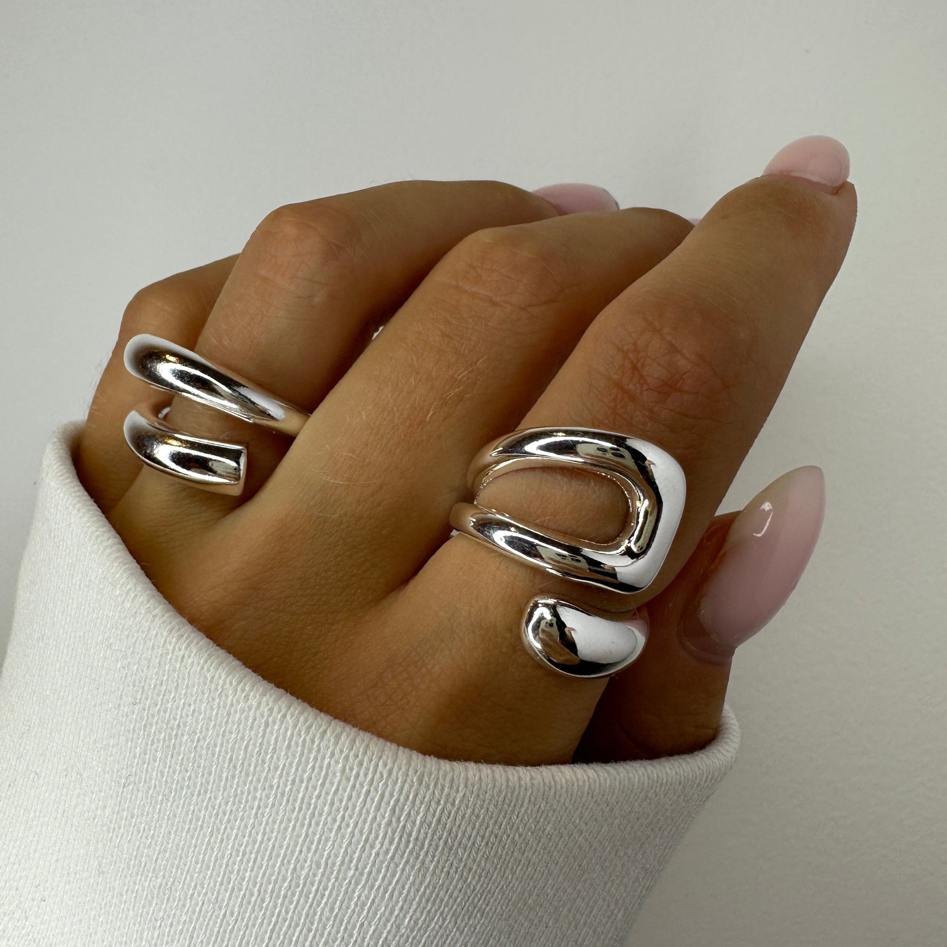 Chunky Hallow Silver Rings
