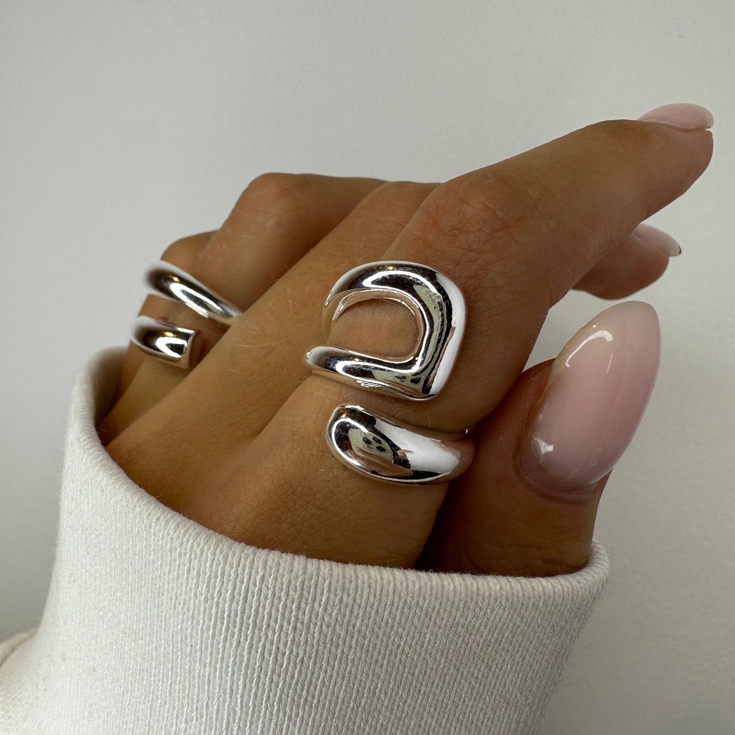 Chunky Hallow Silver Rings