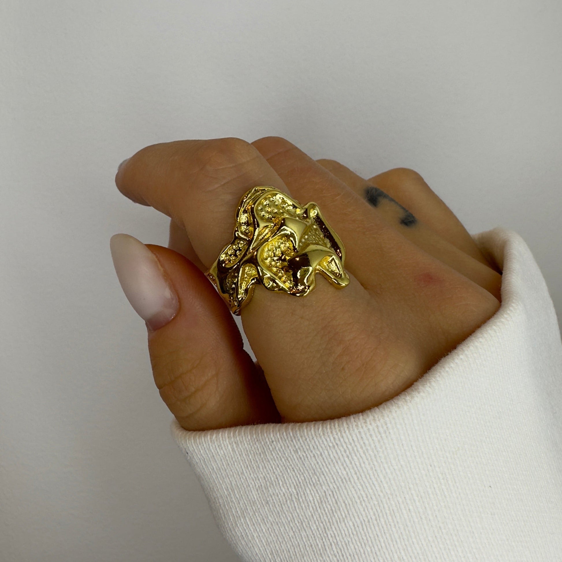 Chunky Liquid Metal Gold Ring