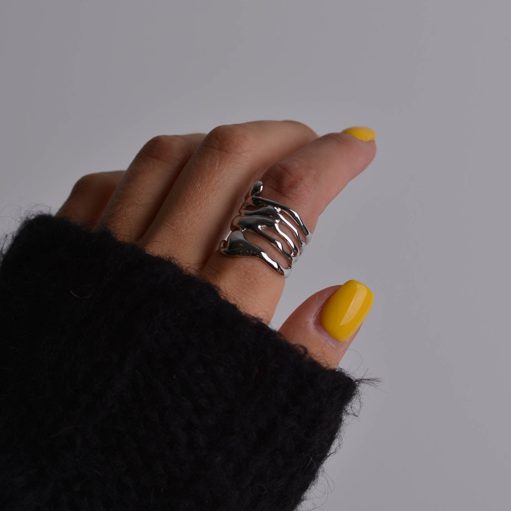 Chunky Liquid Silver Ring