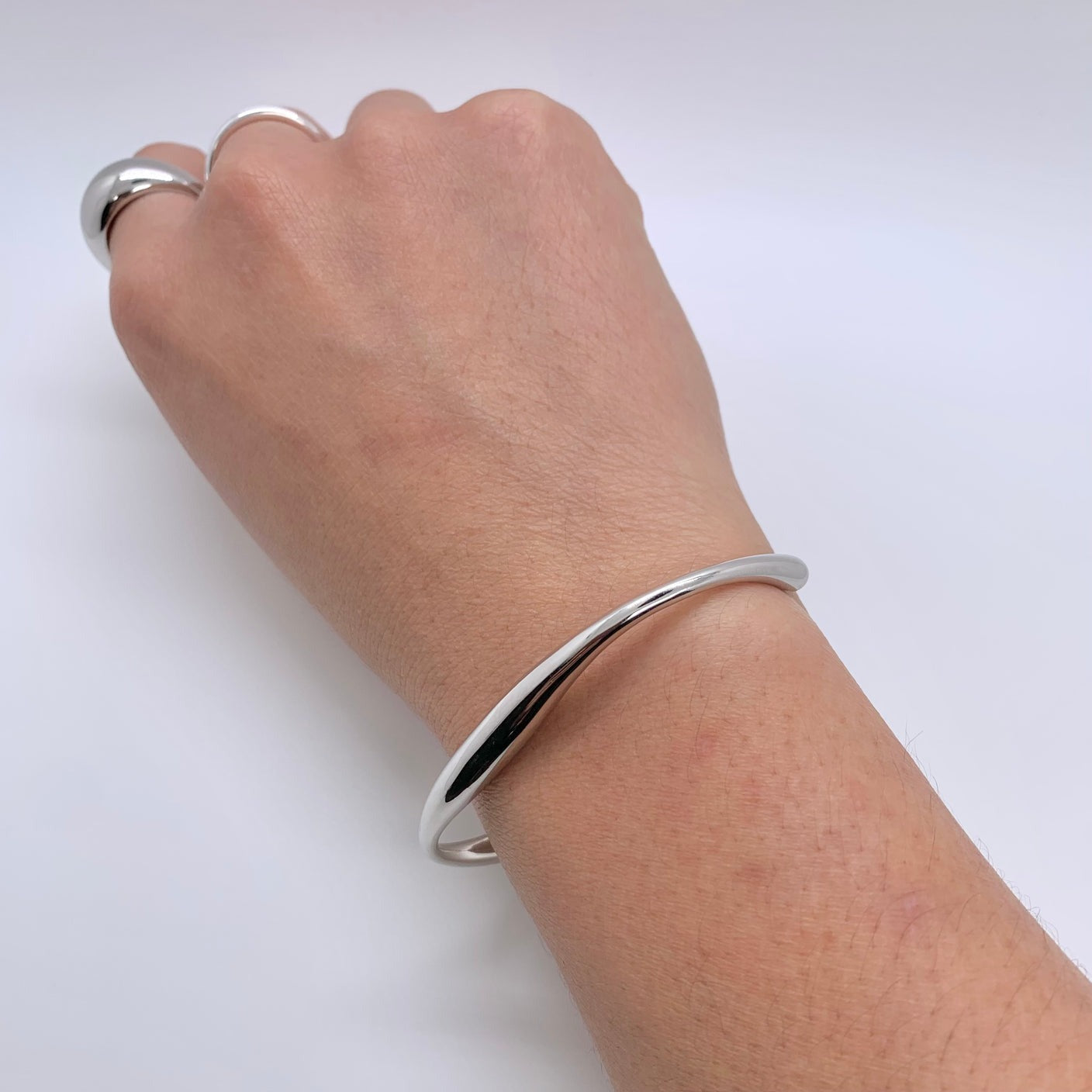 Chunky Silver Bracelet Bangle