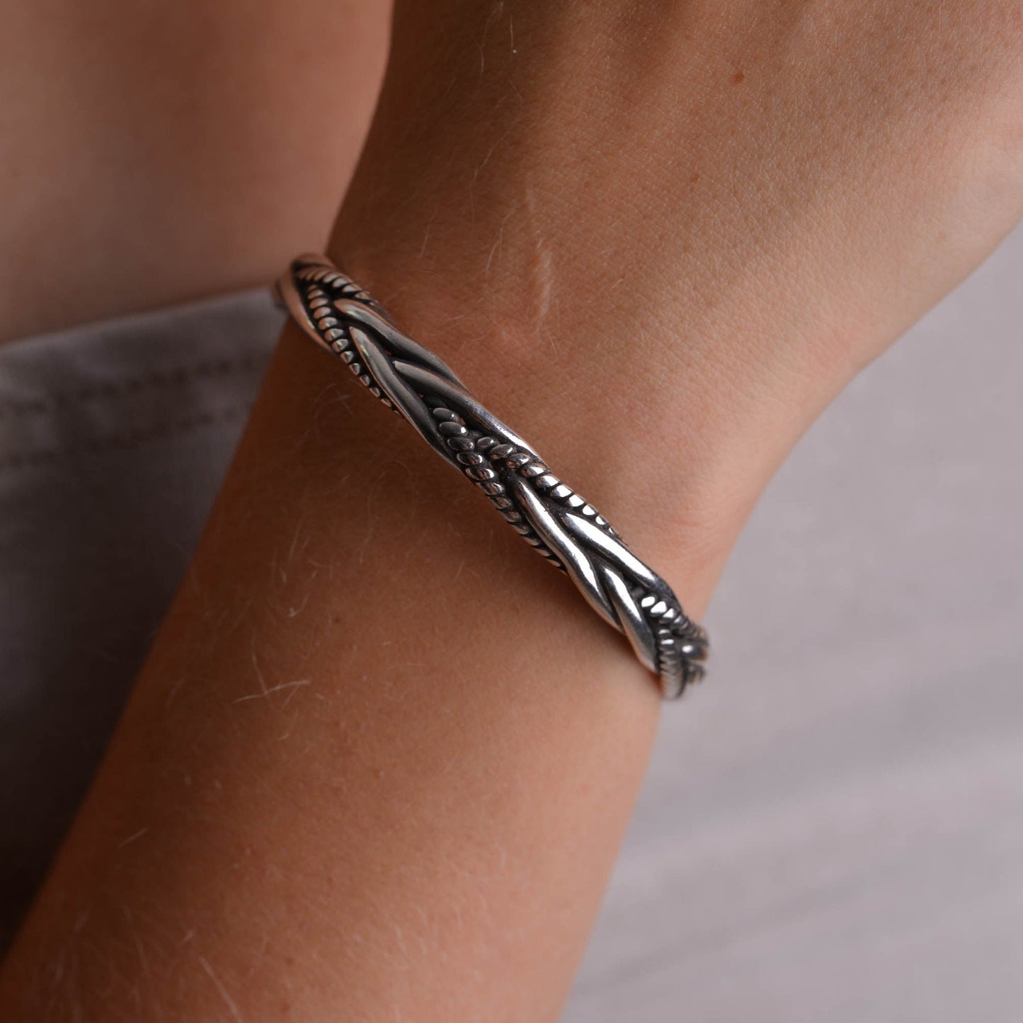 Chunky Twisted Silver Bracelet
