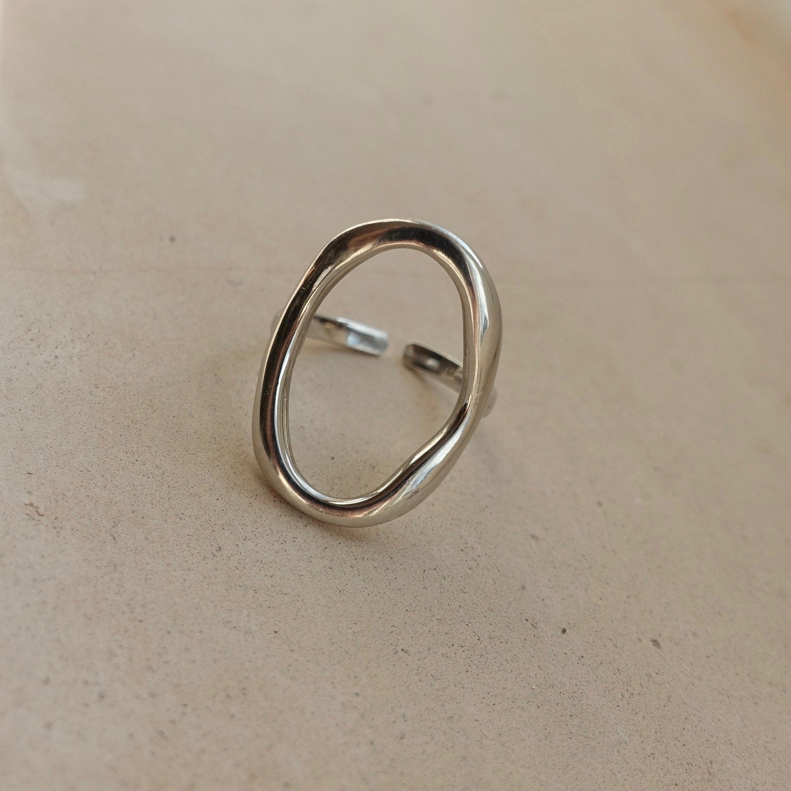 Circular Design Silver Oval Ring