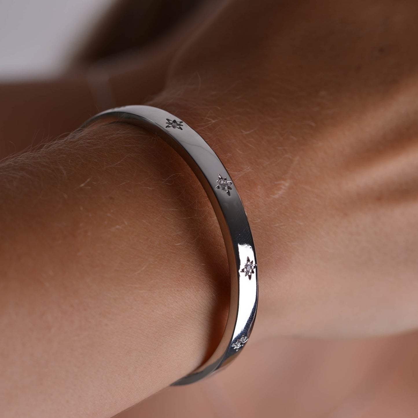 Crystal Silver Bracelet Bangle Unisex