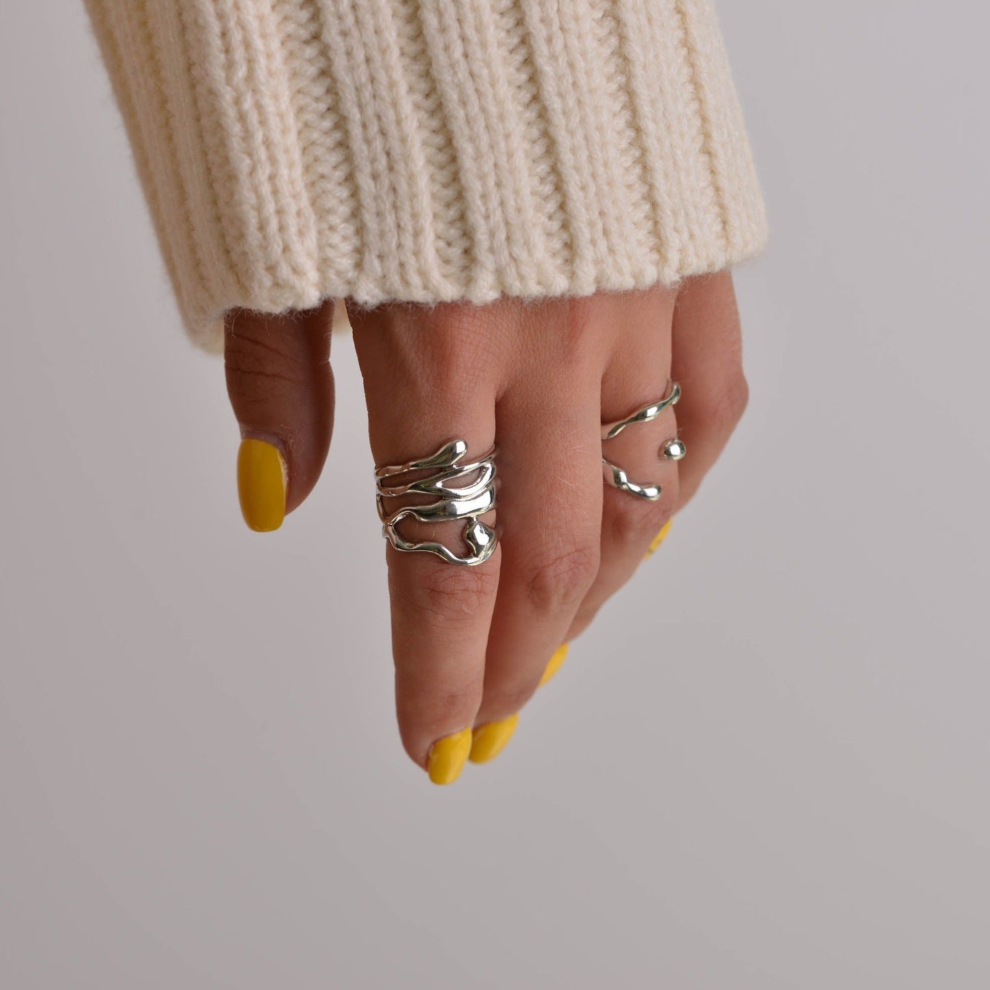 Liquid Metal Chunky Silver Rings
