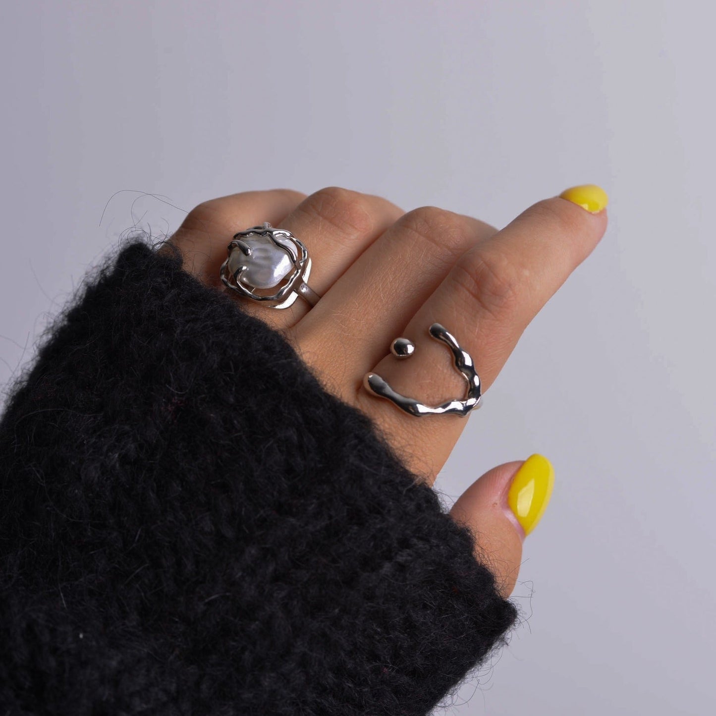 Elegant Liquid Metal Rings