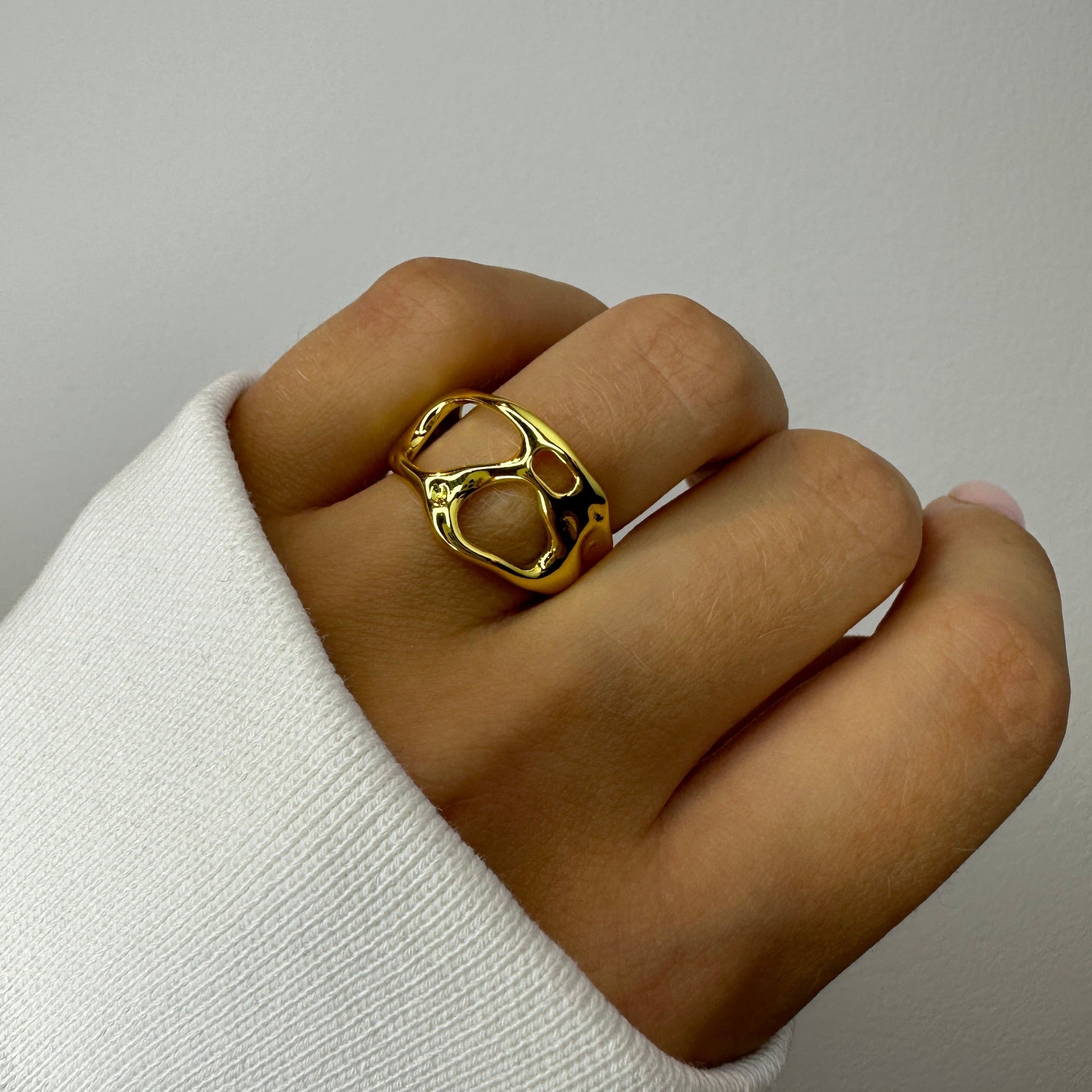 Geometric Irregular Abstract Gold Ring