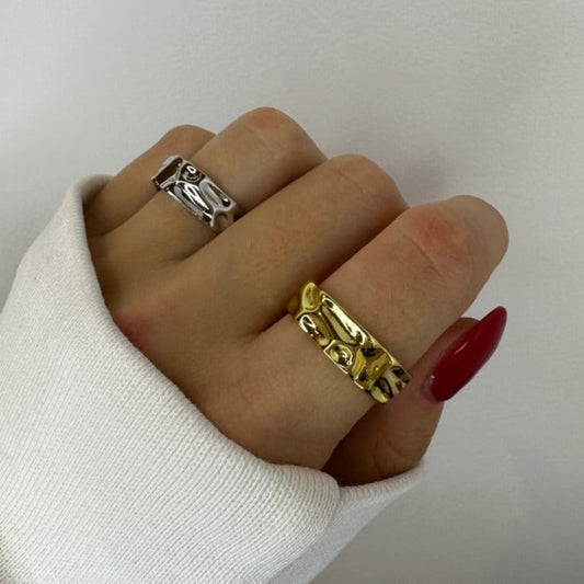 Hammered Gold and Silver Rings