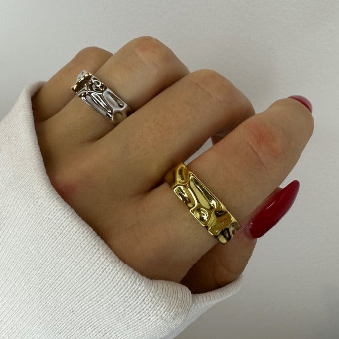 Hammered Gold and Silver Rings