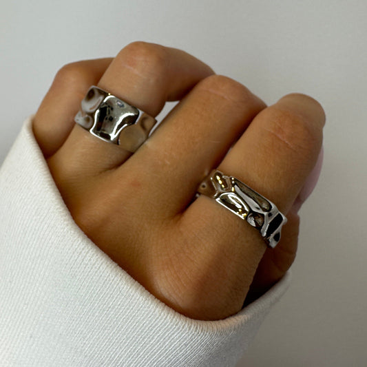 Hammered Liquid Metal Texture Ring