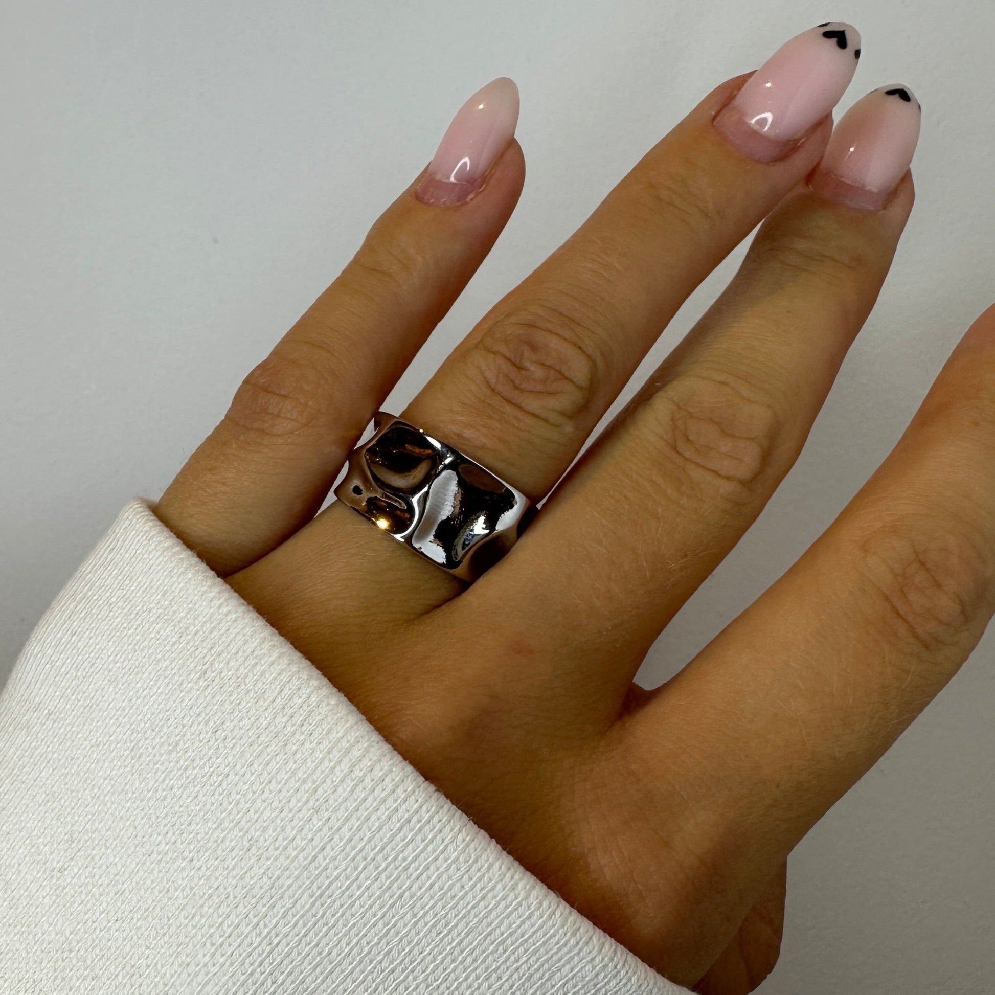 Hammered Liquid Metal Texture Ring