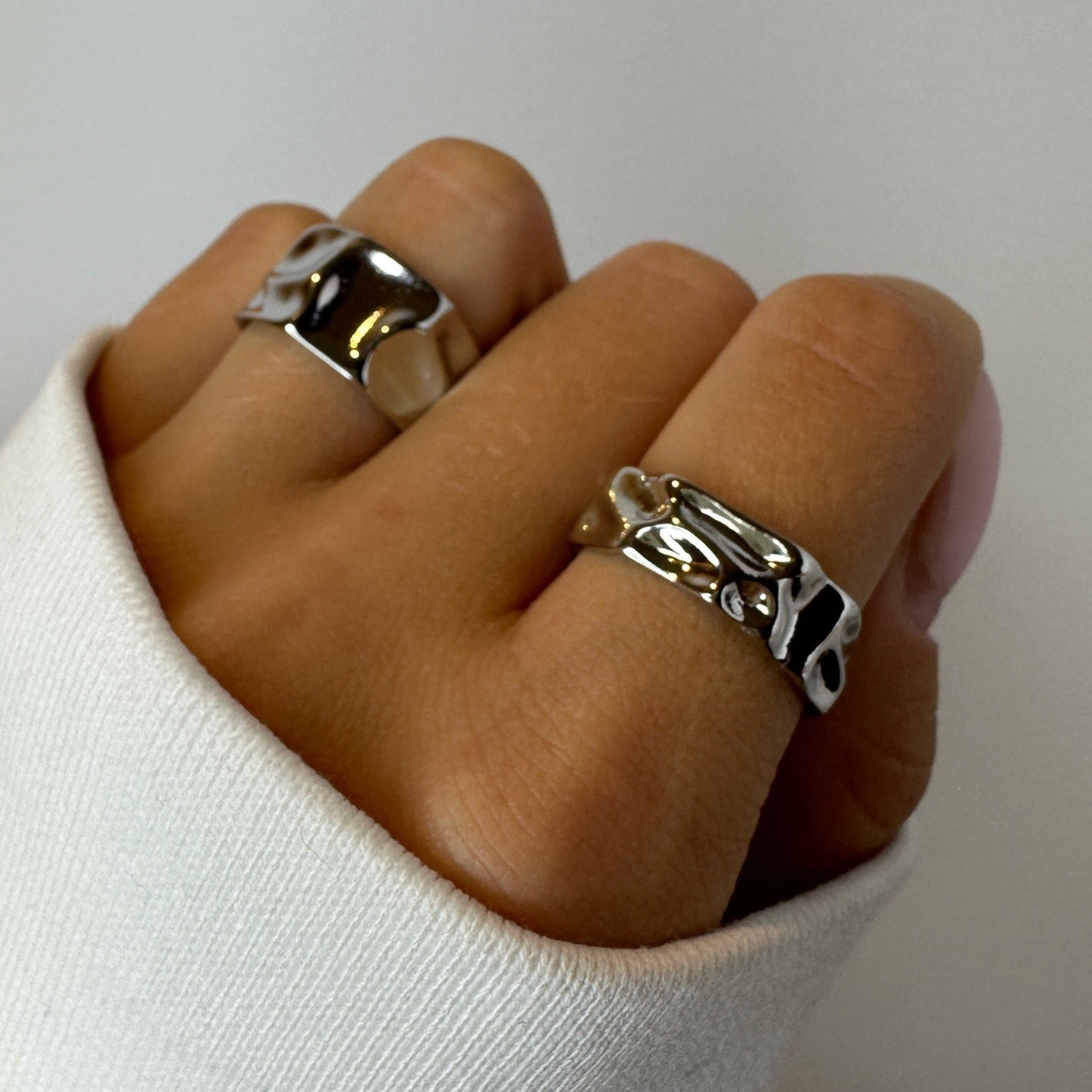 Hammered Liquid Metal Texture Rings