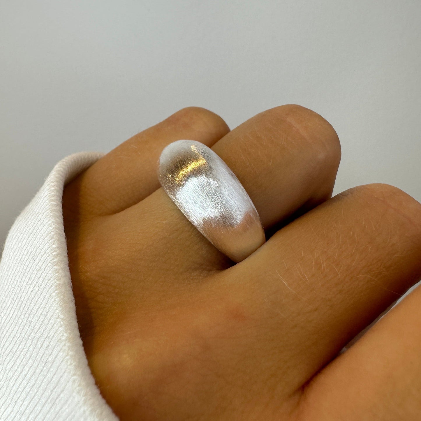 Irregular Pearl Chunky Silver Ring