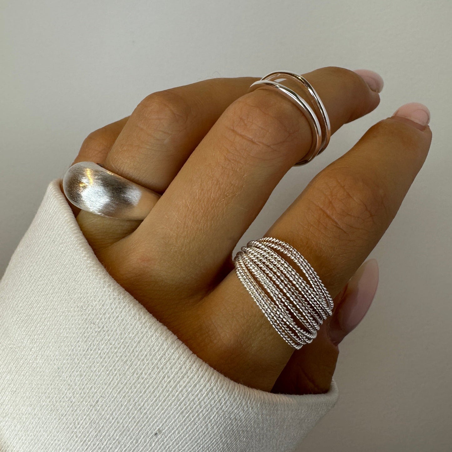 Irregular Pearl Chunky Silver Ring