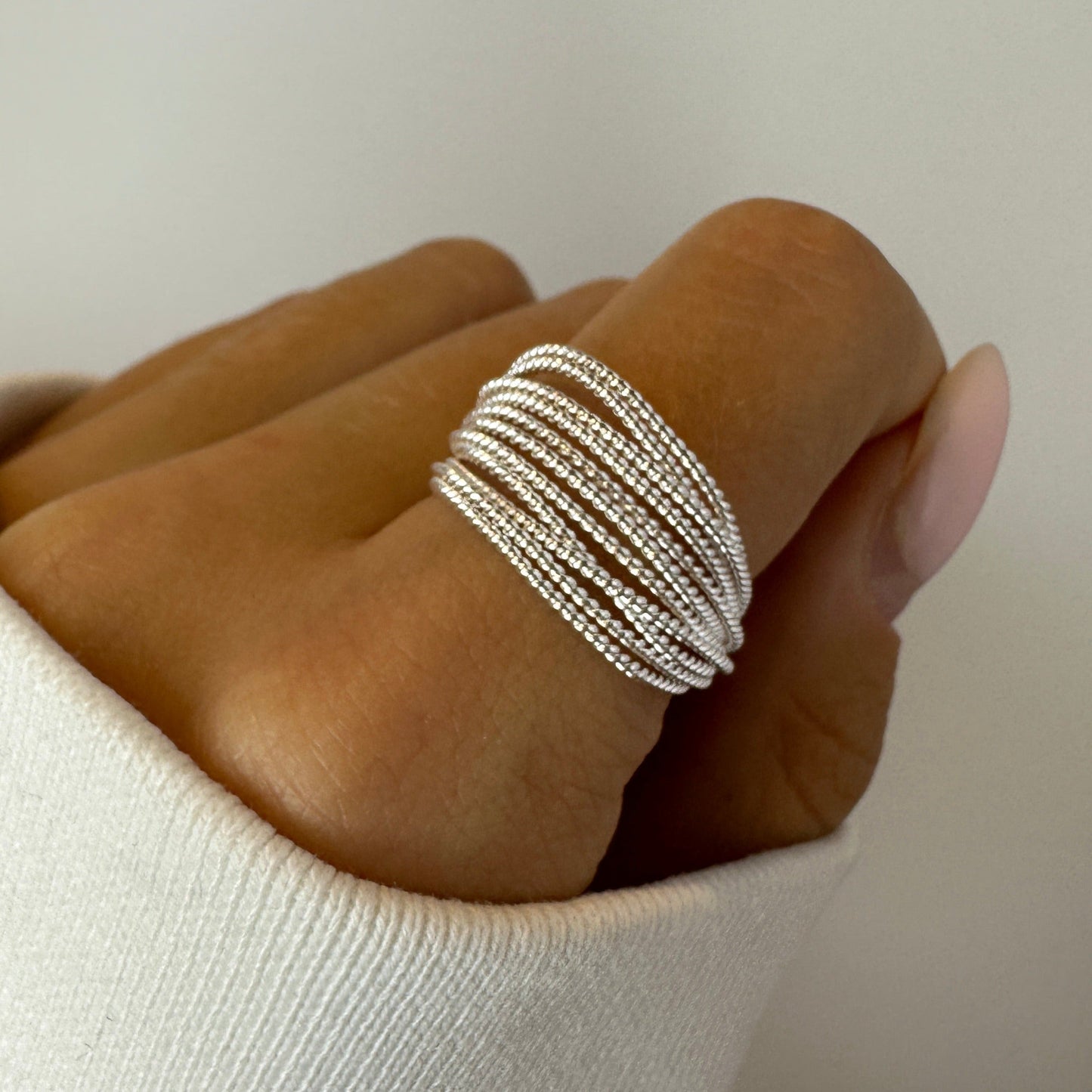 Irregular Pearl Chunky Silver Ring