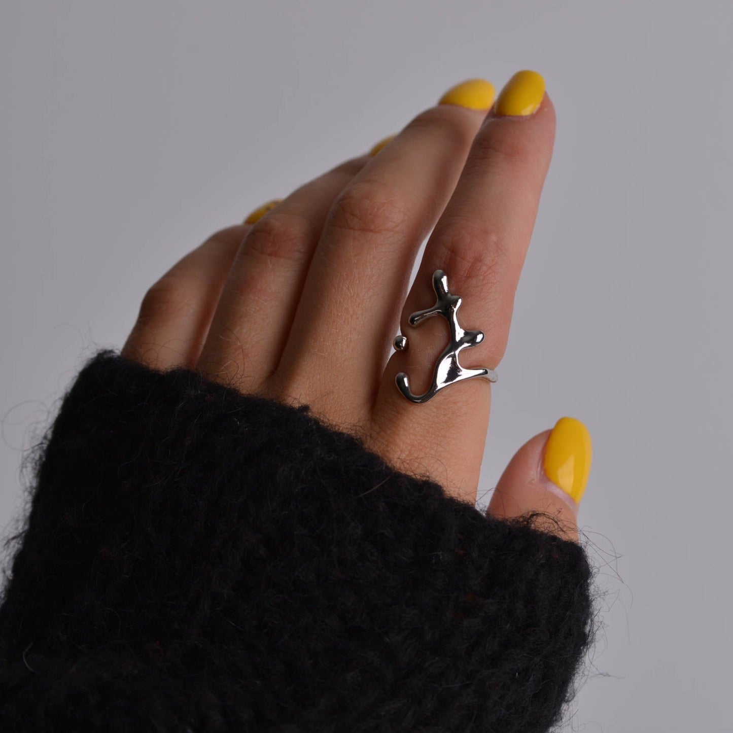 Asymmetrical Silver Ring Set