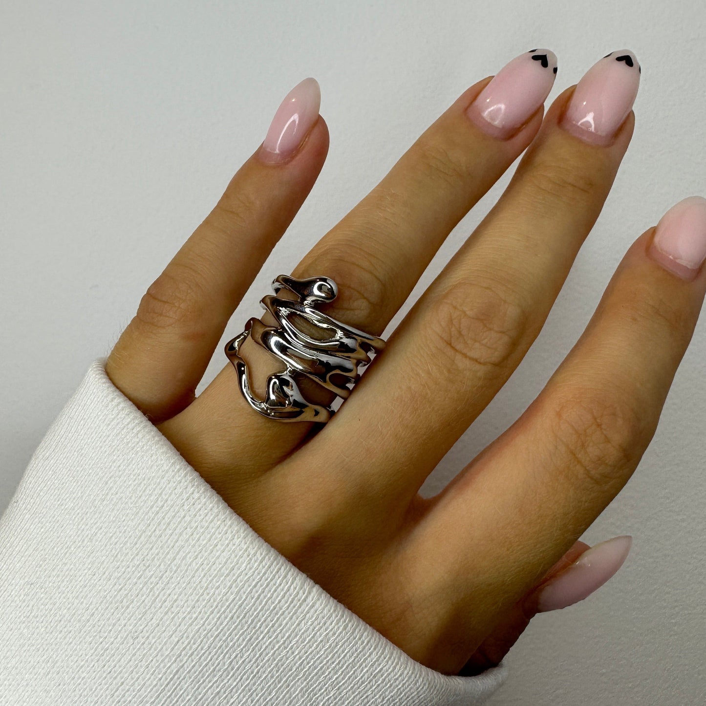 Liquid Metal Chunky Silver Rings