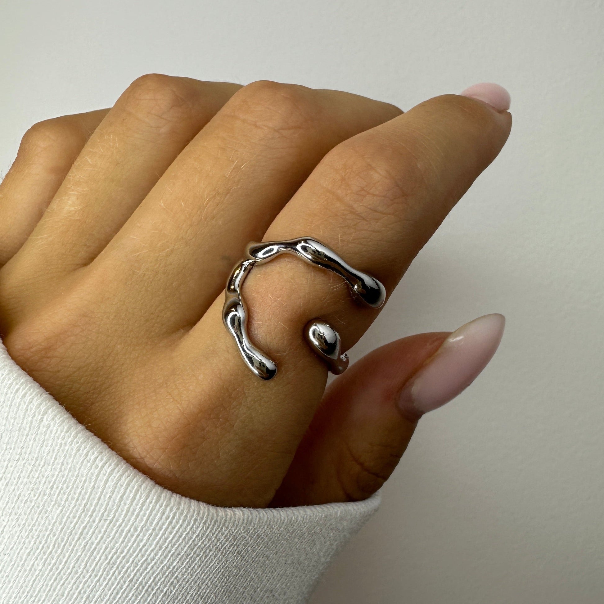 Liquid Metal Chunky Silver Rings