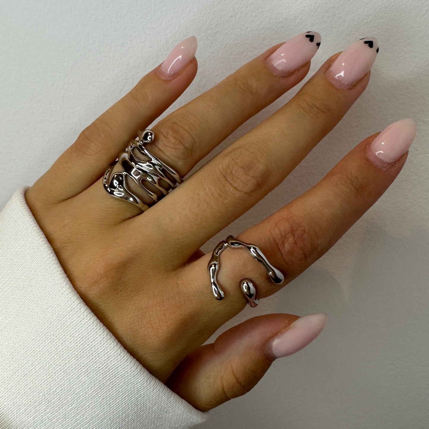 Liquid Metal Chunky Silver Rings