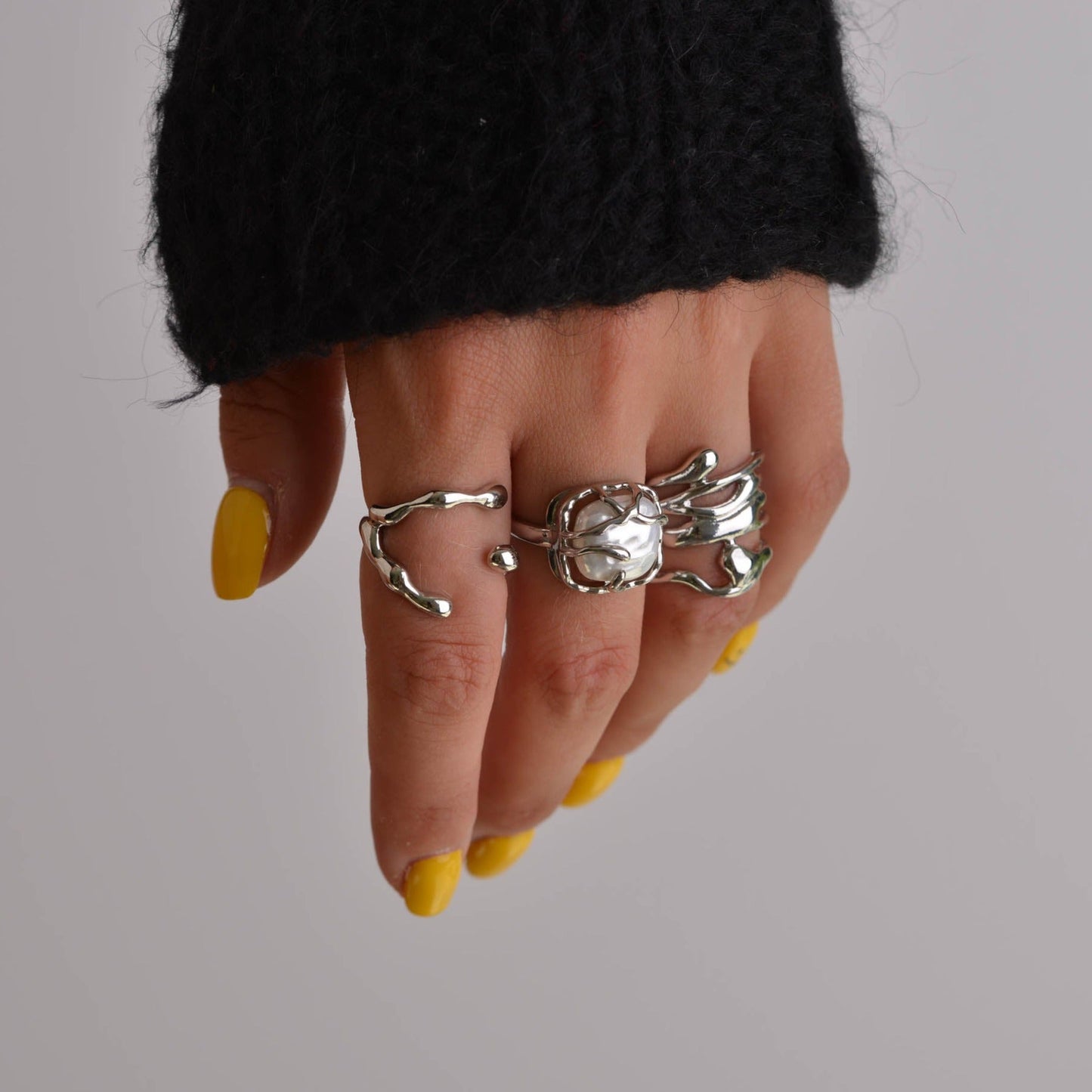 Liquid Metal Chunky Silver Rings