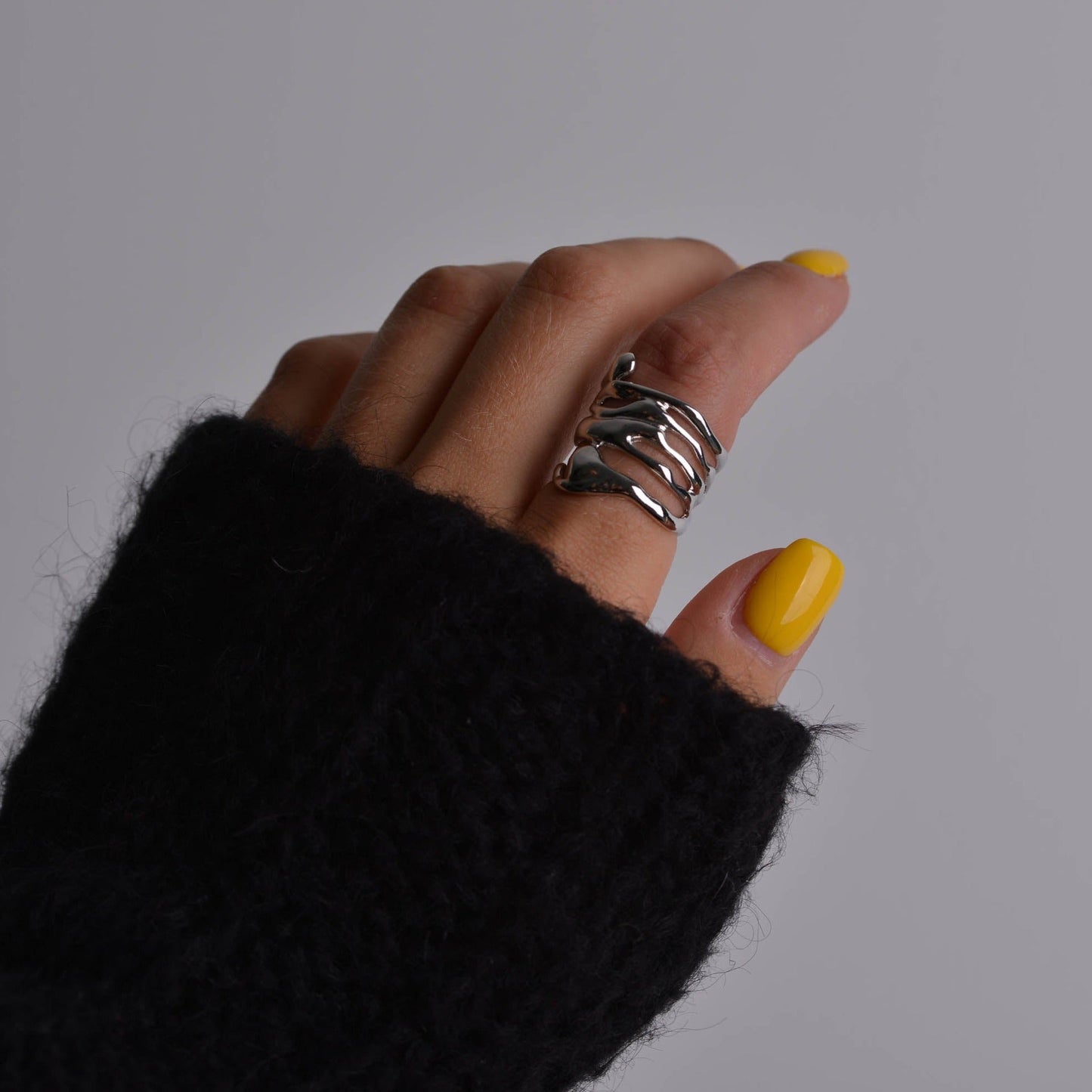 Liquid Metal Chunky Silver Rings