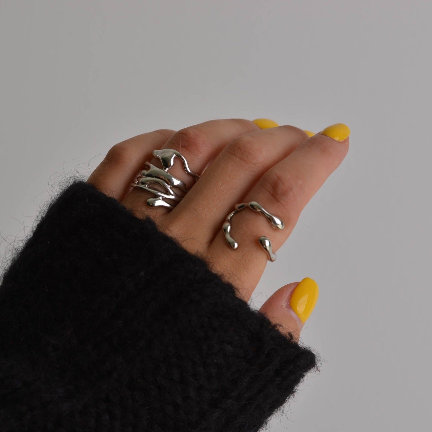 Liquid Metal Chunky Silver Rings