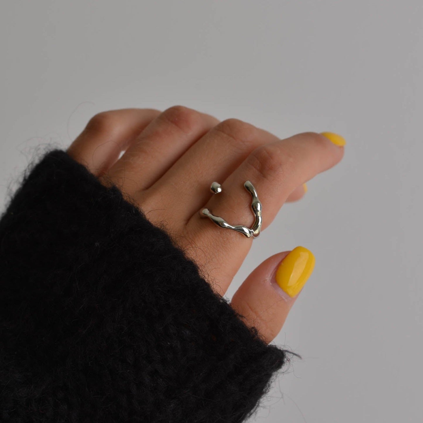 Liquid Metal Chunky Silver Rings