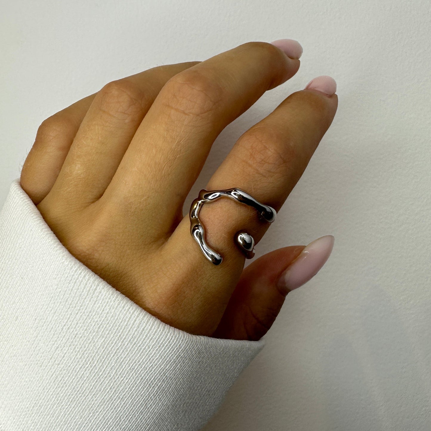 Liquid Metal Chunky Silver Rings