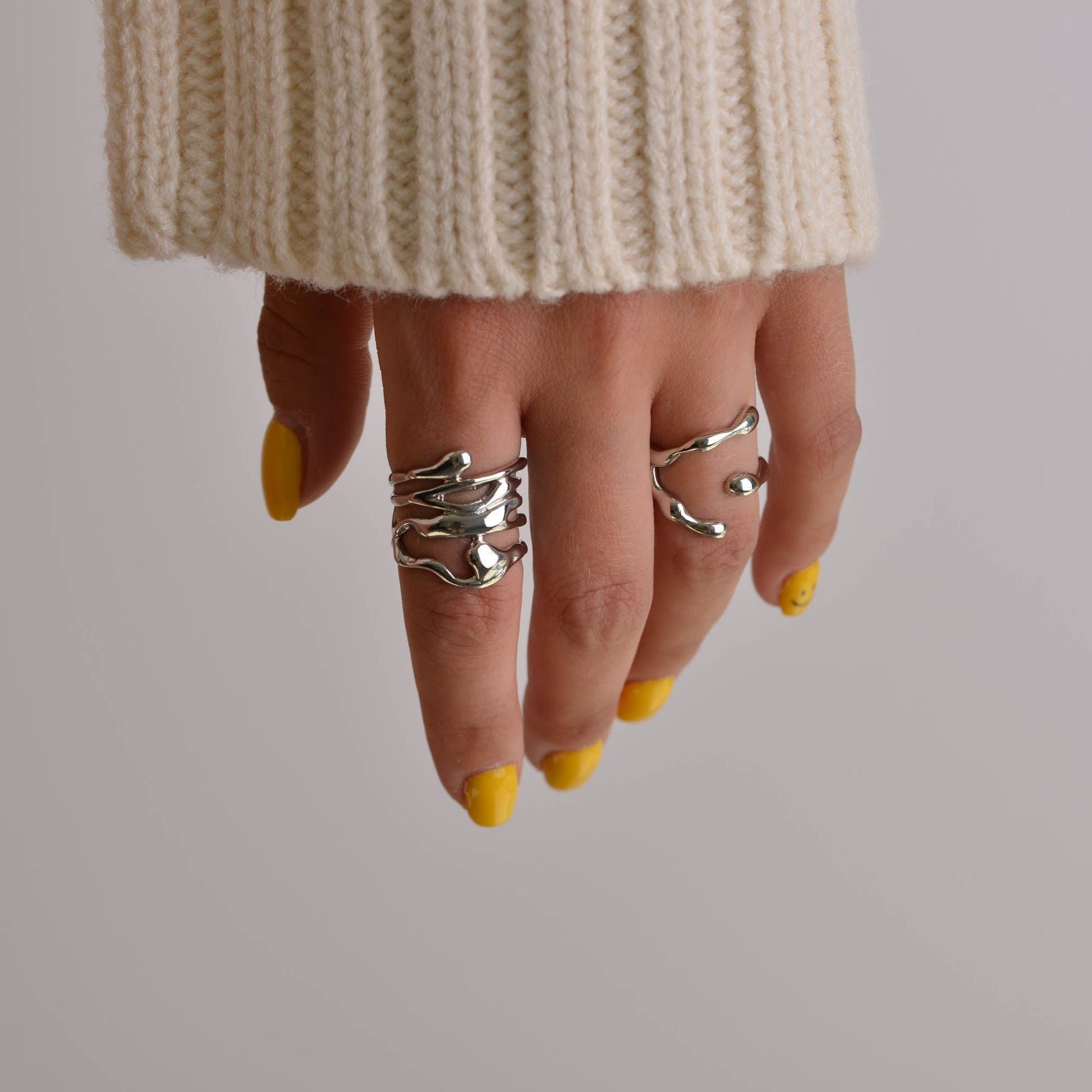 Liquid Metal Chunky Silver Rings