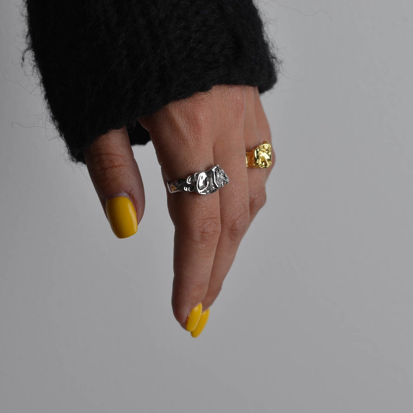 Melted Lava Liquid Metal Gold Ring