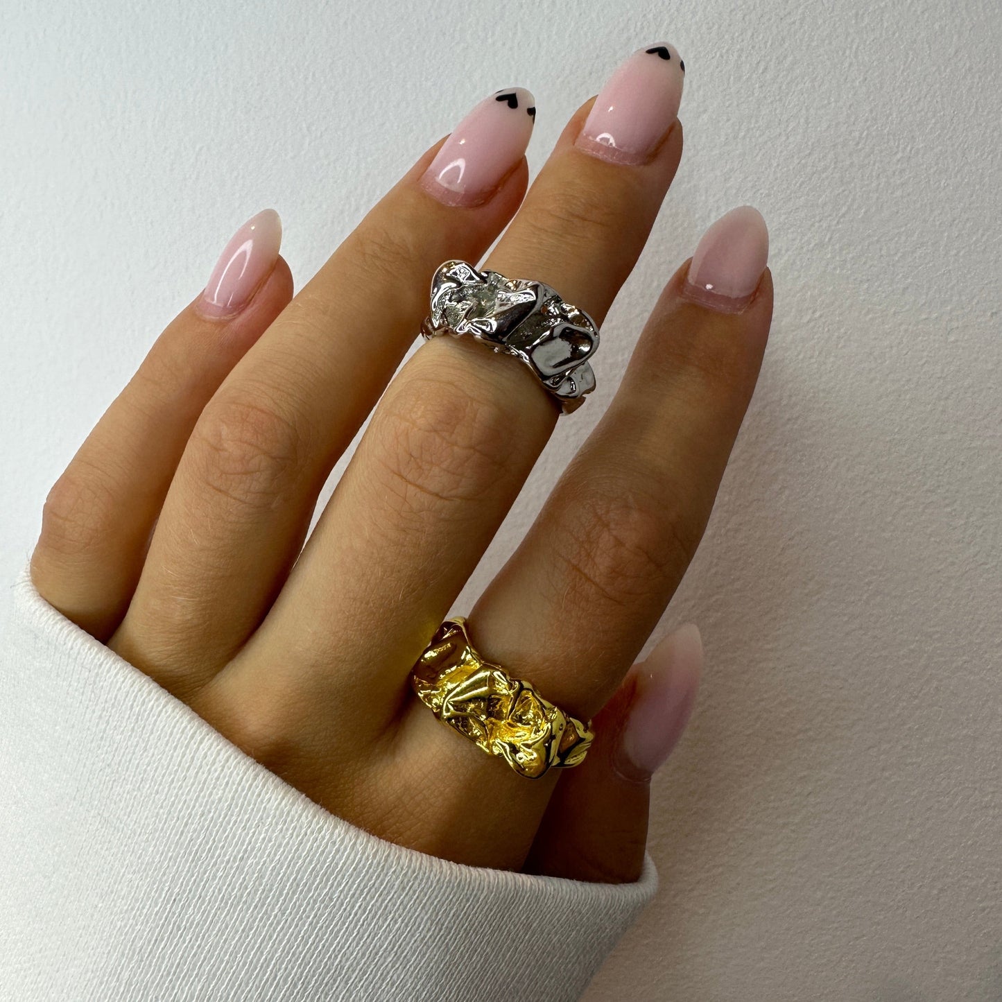 Melted Lava Liquid Metal Gold Ring