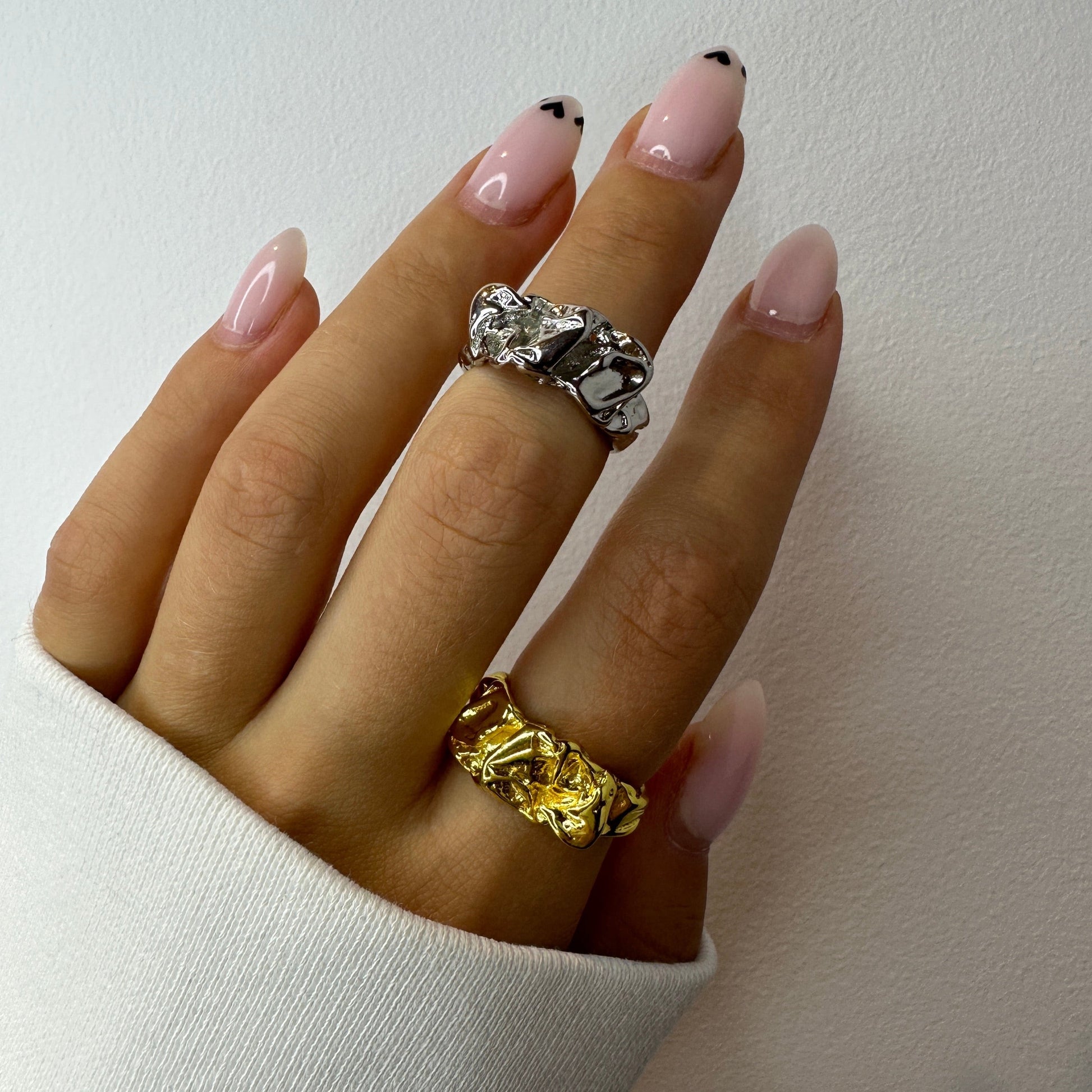 Melted Lava Liquid Metal Gold Ring