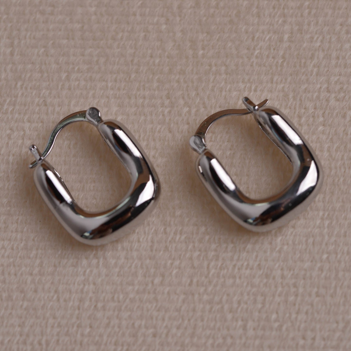 Mini Geometric Silver Hoops