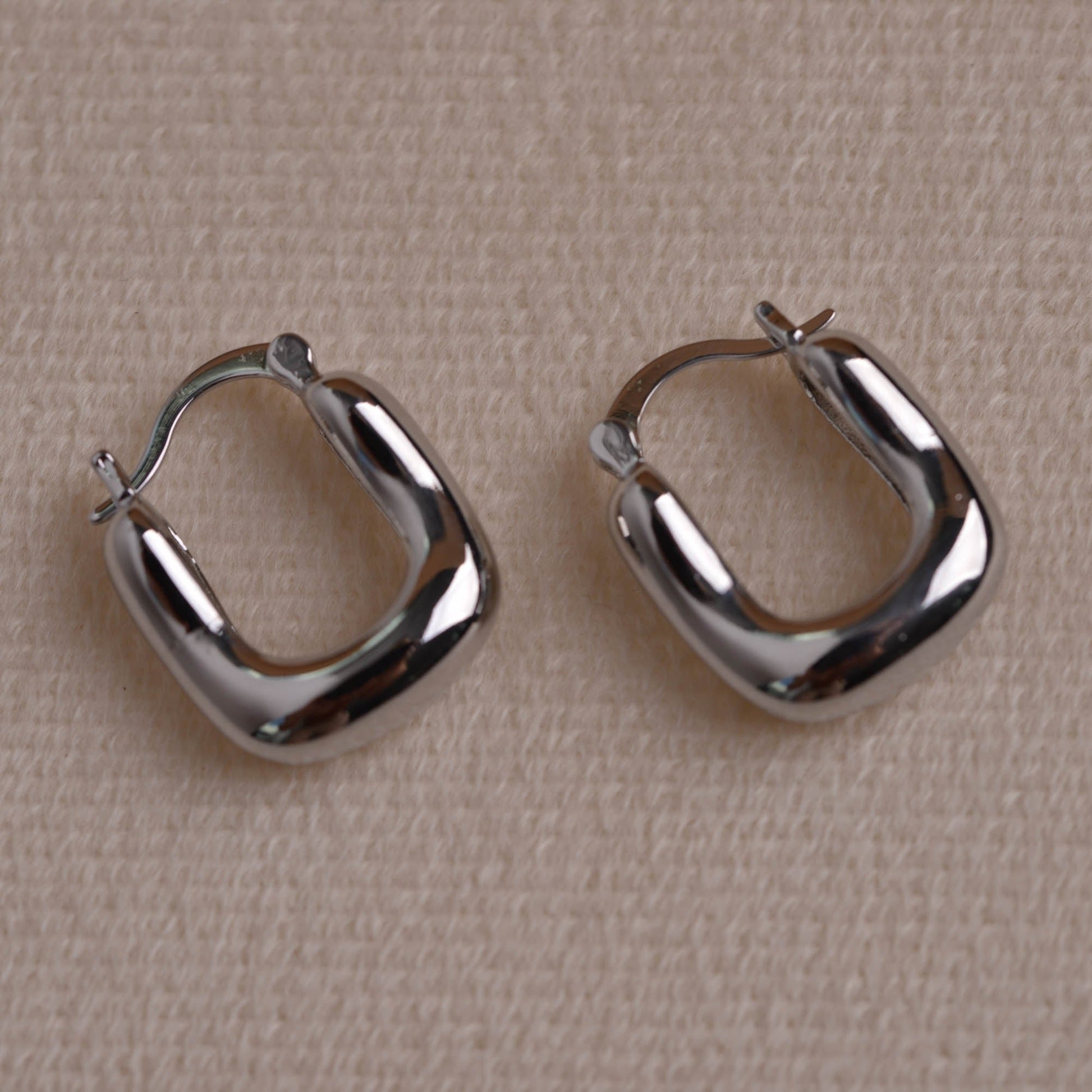 Mini Geometric Silver Hoops