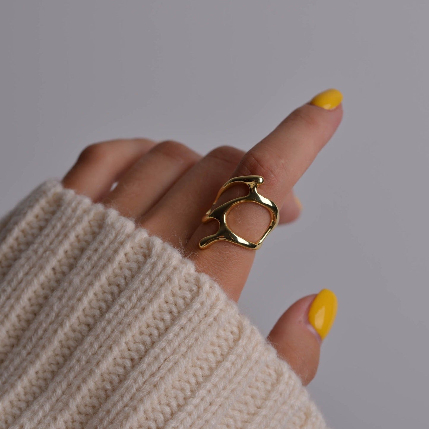 Modern Gold Geometric Chunky Ring