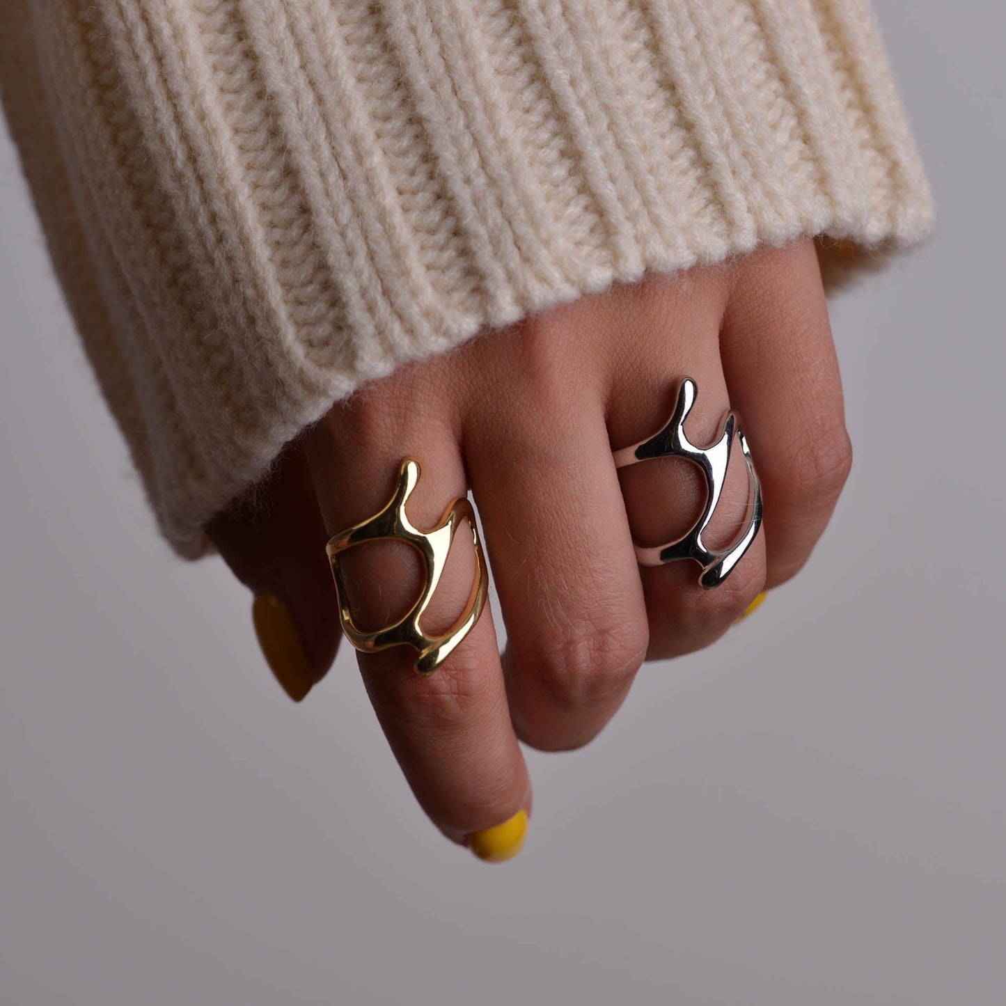 Modern Gold and Silver Geometric Rings
