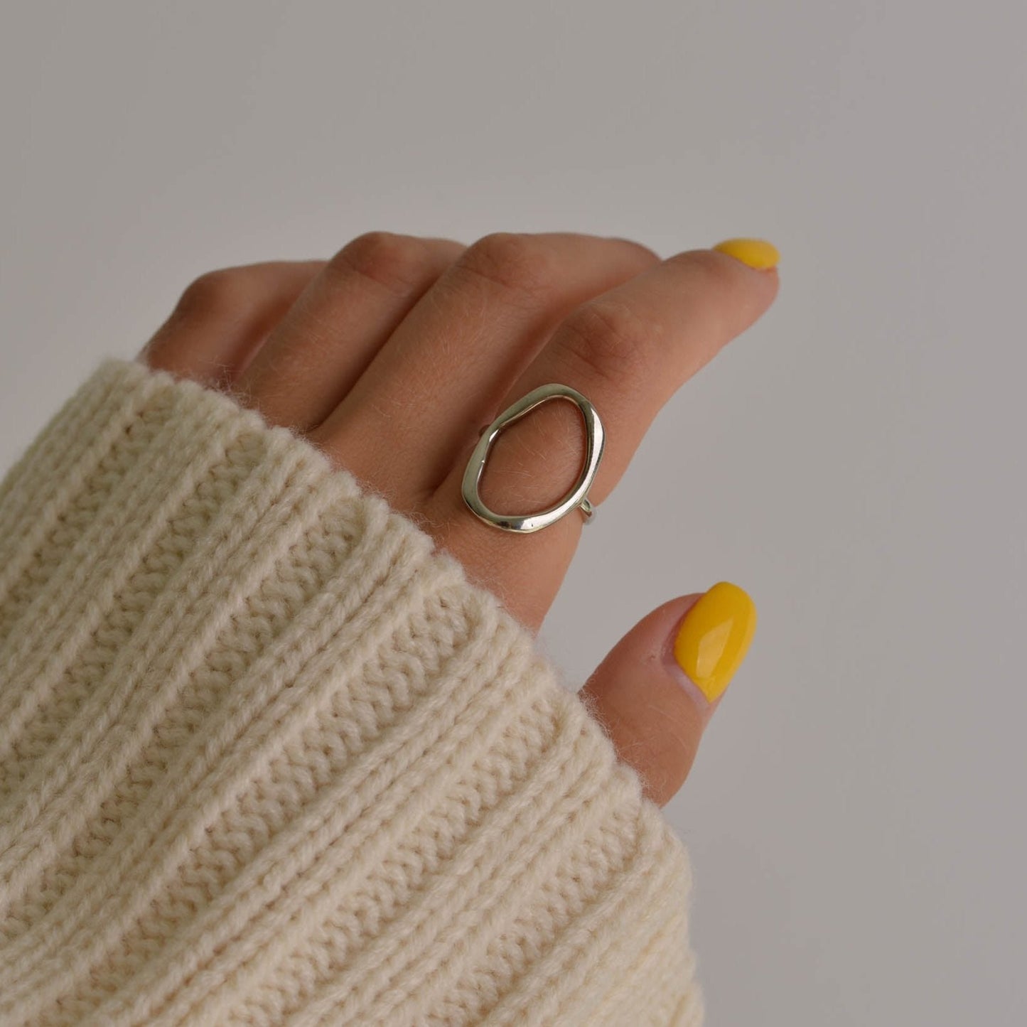 Modern Round Silver Ring