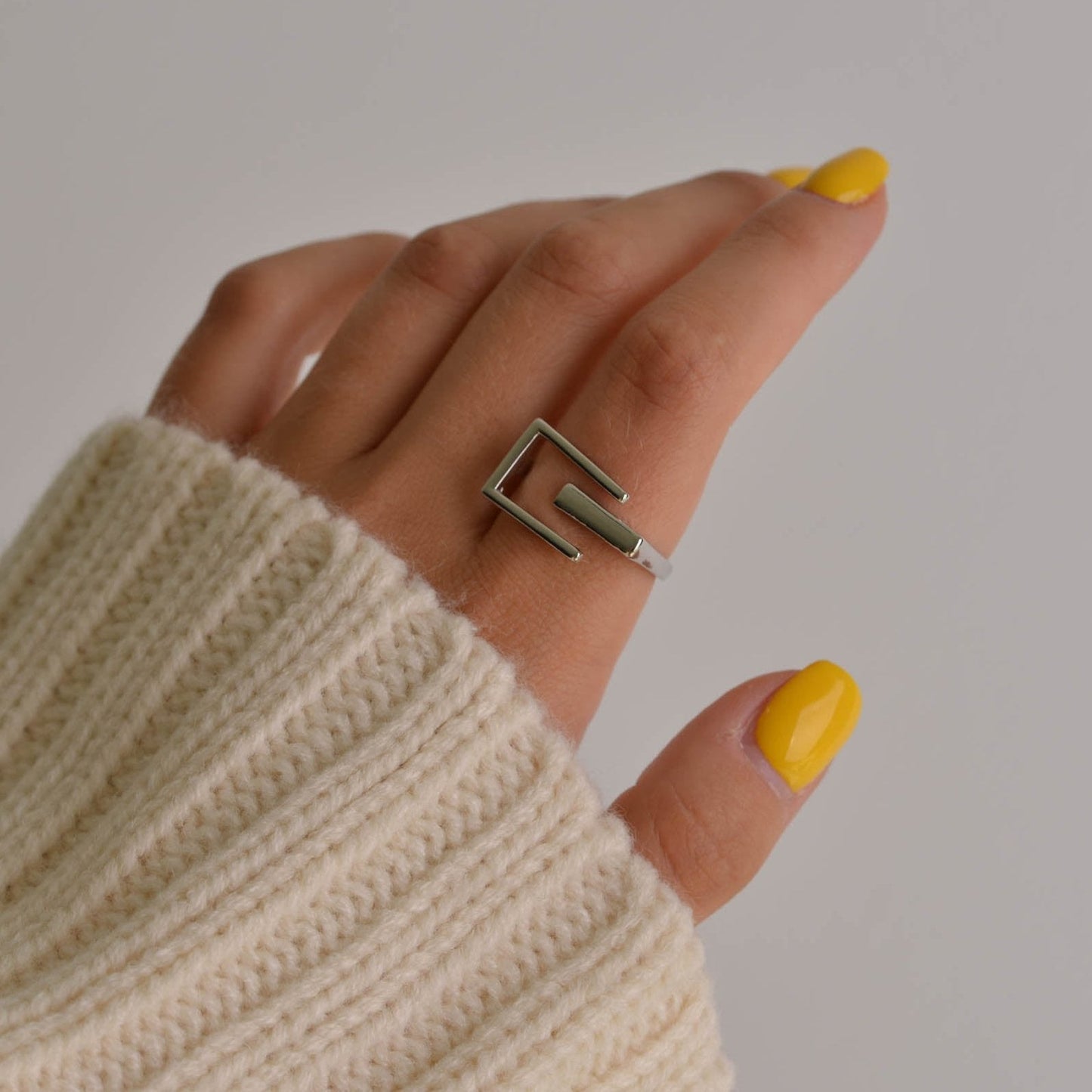 Monica Geometric Silver Ring