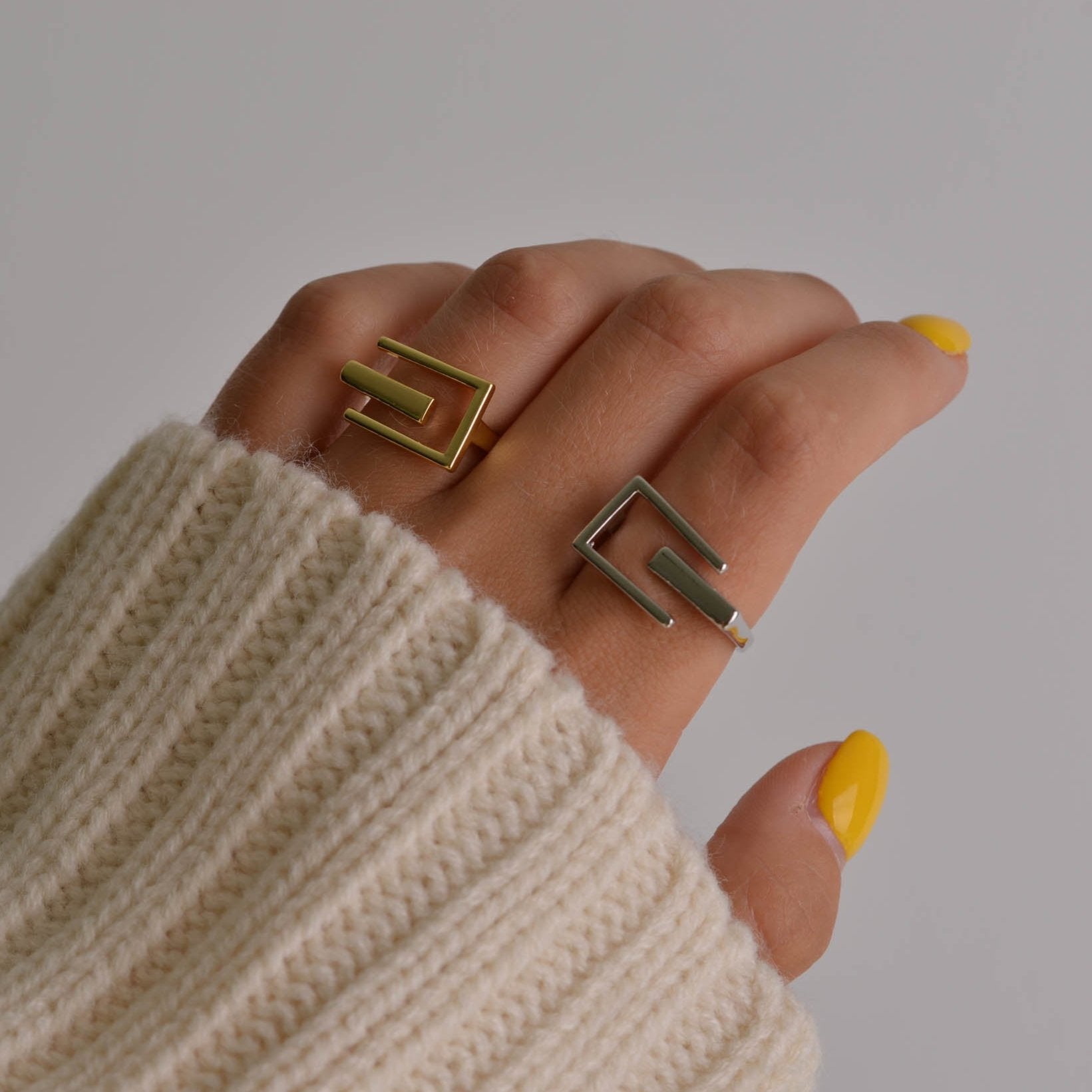 Monica Geometric Silver Ring