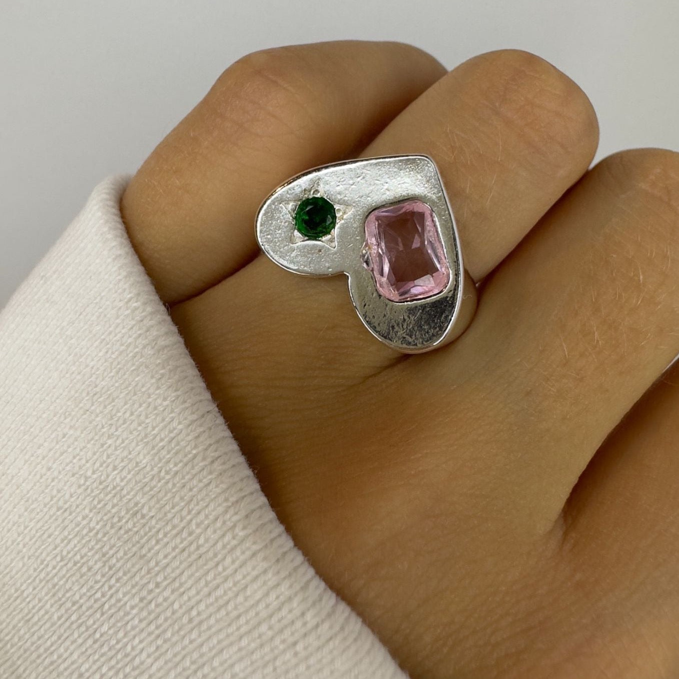 Multicolour Crystal Silver Ring