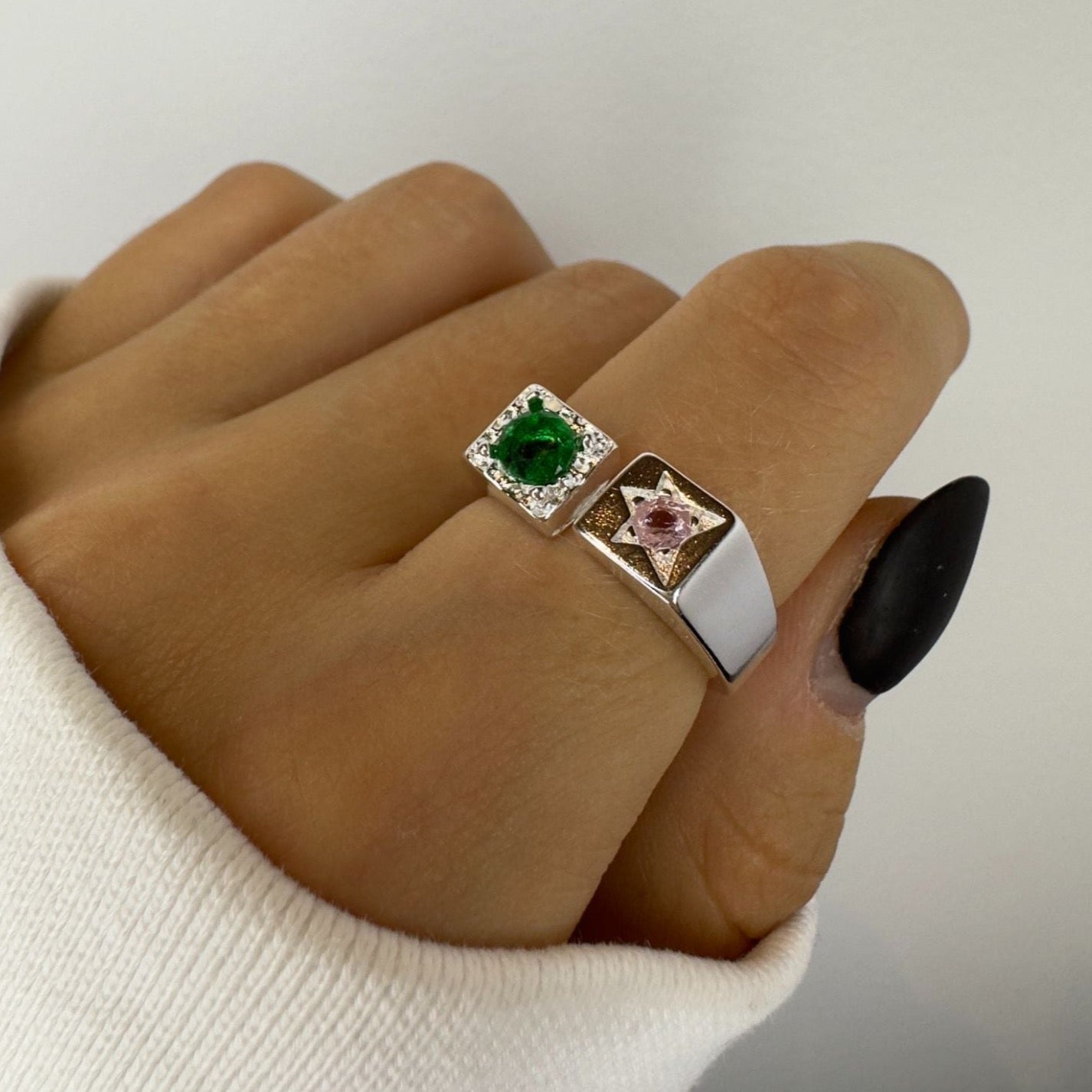 Multicolour Crystal Silver Ring