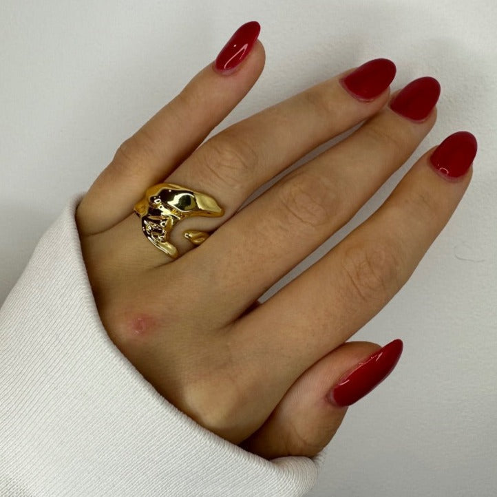 Open Crescent Chunky Gold Ring