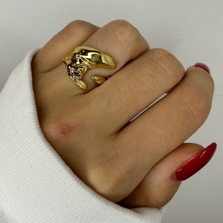 Open Crescent Chunky Gold Ring