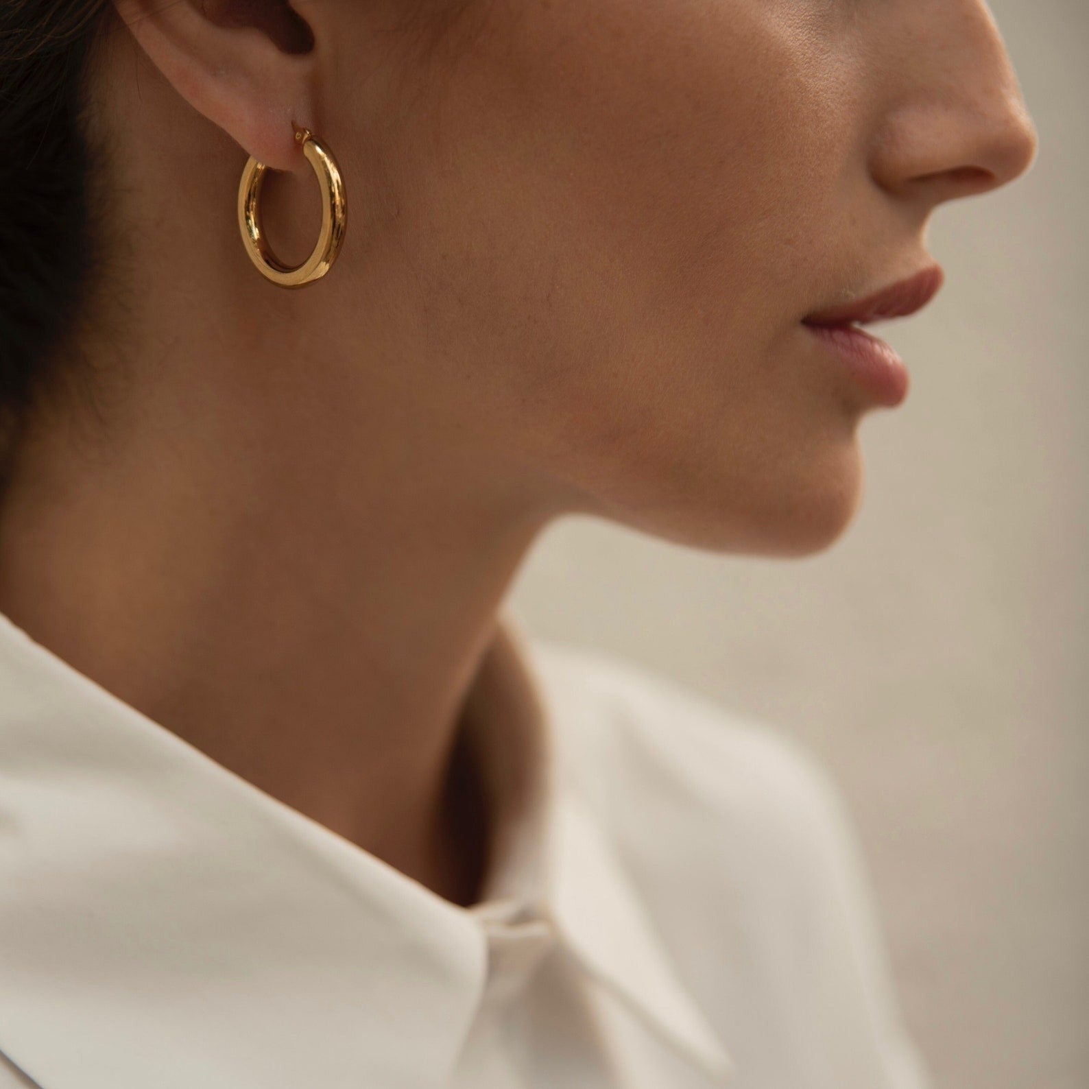 Oval Gold Earrings